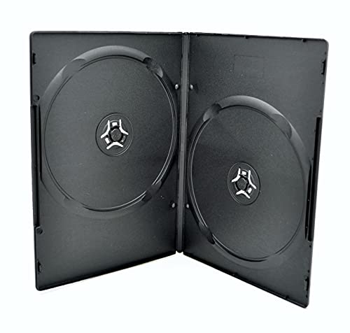 Maxtek Slim Black Double CD/DVD Case - 5 Pack, Holds 2 Discs Each