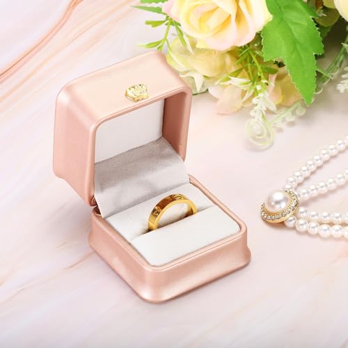 PATIKIL White Velvet Ring Box 2 Pack Wedding & Proposal Jewelry Holders