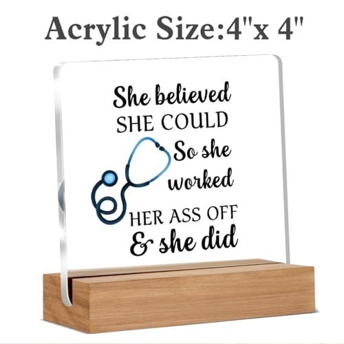 Nurse Graduation Gift | She Believed She Could Acrylic Sign 4x4