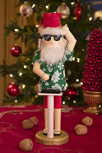 Decorative Wooden Nutcracker Santa - 14 Inch Traditional Christmas Ornament - Dj Santa Variation