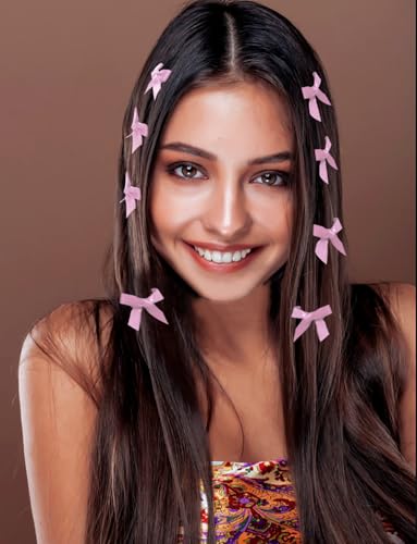 Penta Angel Mini Satin Ribbon Hair Bow Clips 20-Pack Pink