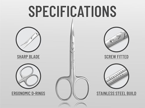 Vesara Professional Curved Cuticle Scissors - Stainless Steel Precision Nail Trimmer
