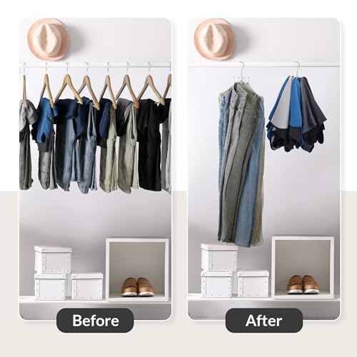 ZEDODIER Silver 8-Hook Rotatable Jeans Organizer for Closet, Space Saving