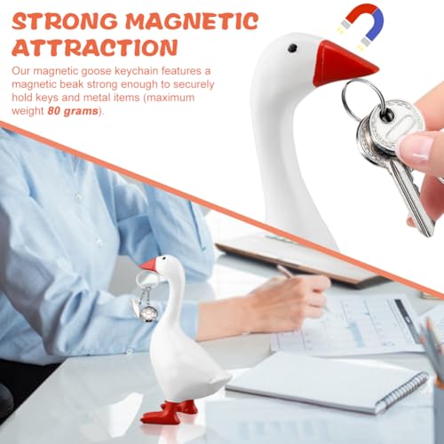Trenqular 7-Inch Magnetic White Goose Key Holder Statue for Desk
