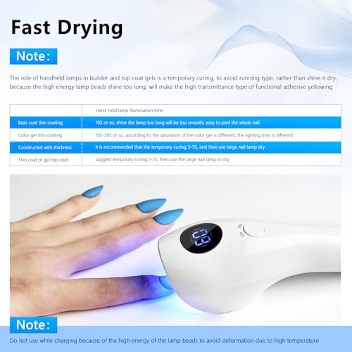 Jodsone Cordless Portable Mini Nail Lamp LED Display Rechargeable