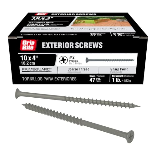 Grip-Rite #10 x 4 Polymer Coated Deck Screws, Gray - 1lb Box