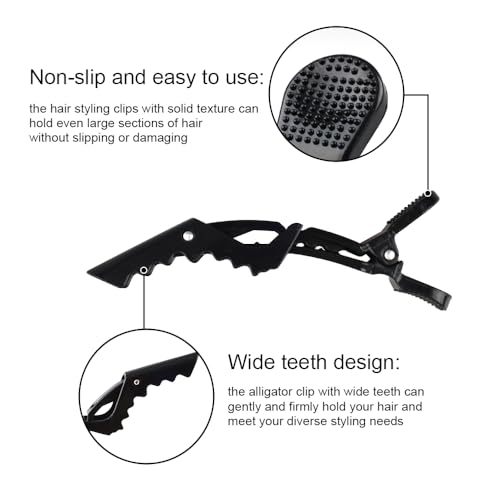 GlamorDove Alligator Hair Sectioning Clips 6-Pack for Styling and Salon