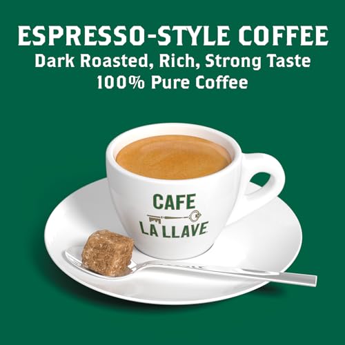 Cafe La Llave Dark Roast Ground Espresso Coffee, 10 oz Vacuum-Sealed Brick