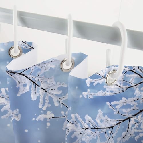 Blue Christmas Snowman Shower Curtain - Winter Holiday Bathroom Decor, 72x72 Inches