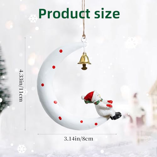 Ziyutam Christmas Moon Snowman Ornament with Bells - Festive Decor