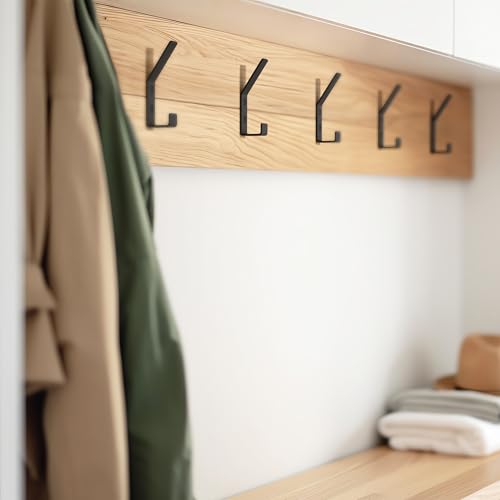 KIBAGA Decorative Black Metal Coat Hooks Set of 5 - Wall Mount