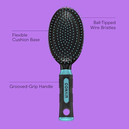 Conair Metal Bristle Cushion Hair Brush for Detangling and Styling