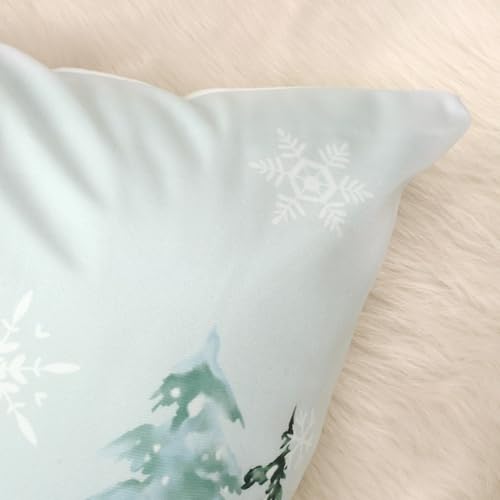 Pine Tree Winter Throw Pillow Covers Set of 4 - Green Forest Rustic Christmas Velvet 18x18 Inches - Pine Tree-1 Variation