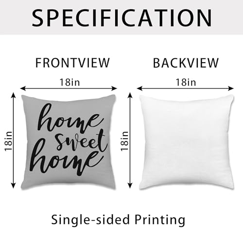 Hexagram 18x18 Gray Throw Pillow Covers - Set of 4 Soft Outdoor Cushions