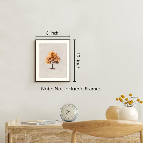 Fall Autumn Wall Art Prints Set of 4 - Vintage Pumpkin Maple Leaf Posters 8x10