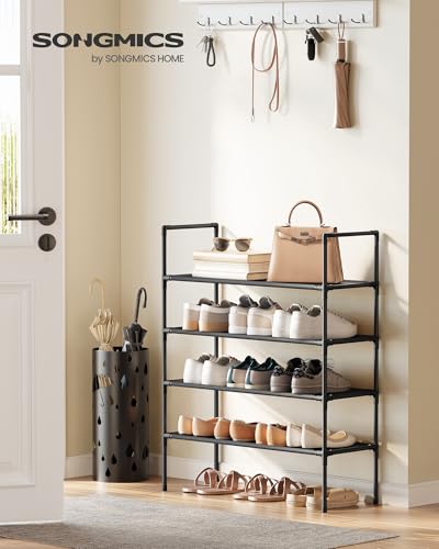 SONGMICS 4-Tier Shoe Rack, 25.5” Wide Metal Shoe Storage for Closet/Hallway