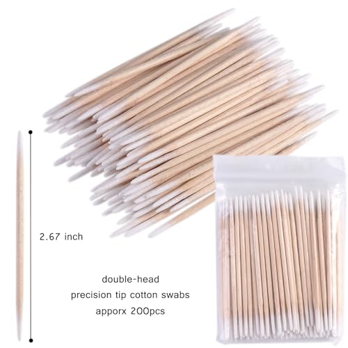 FSpronail Pointed Tip Cotton Swabs with Wooden Sticks - 200pcs