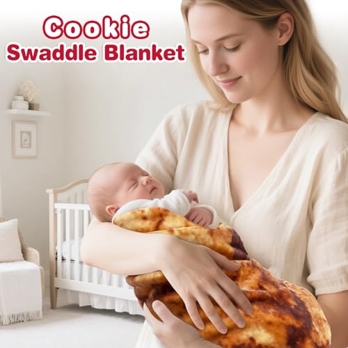 Jorbest Cookie Baby Blanket - 36 Inch Soft Flannel Swaddle in Dark Brown