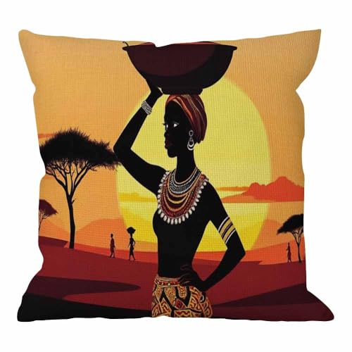 HGOD DESIGNS African Woman Throw Pillow Case - Design 01, 18x18