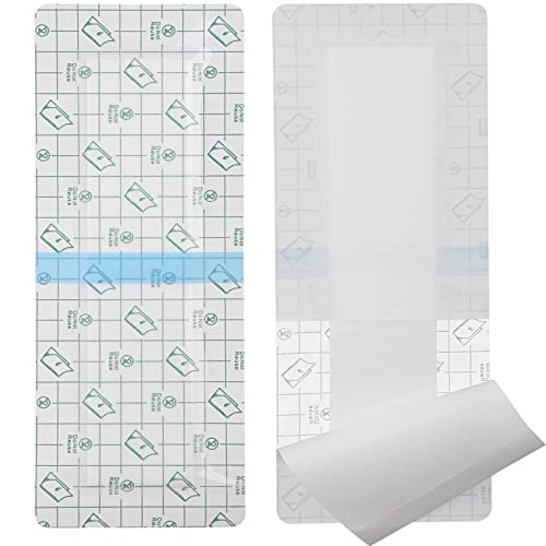 14 Pack 4"x10" Waterproof Adhesive Island Dressing for Knee Replacement Post-Surgery Recovery Bordered Gauze Bandages with Non-Stick Pad for Hip Surgical Incision Care Shower Protection