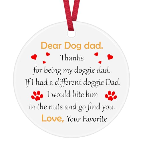 Dog Dad Ceramic Ornament Keepsake Sign Novelty Gift for Dog Lovers
