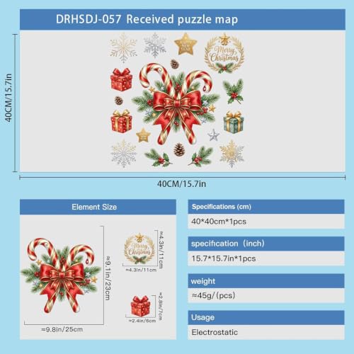 Christmas Window Clings Cane Candy Design for Glass & Mirrors - Style38