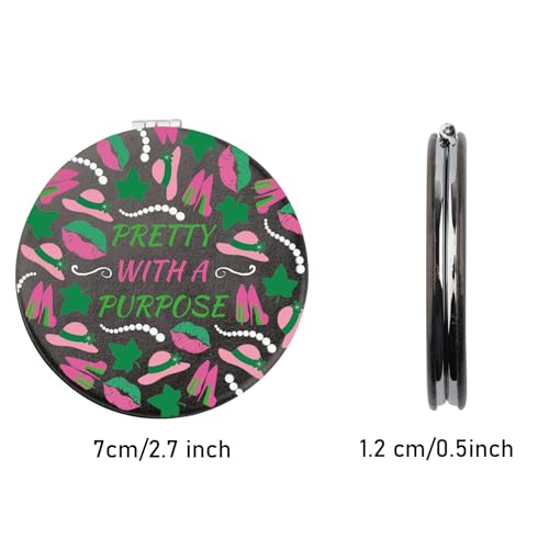 Pretty With A Purpose Sorority Pocket Mirror - Pink and Green Gift (M)