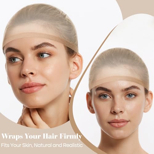PLULON 12 Pcs Nude Wig Caps, Ultra-Thin Mesh Stocking Hair Nets for Women and Men