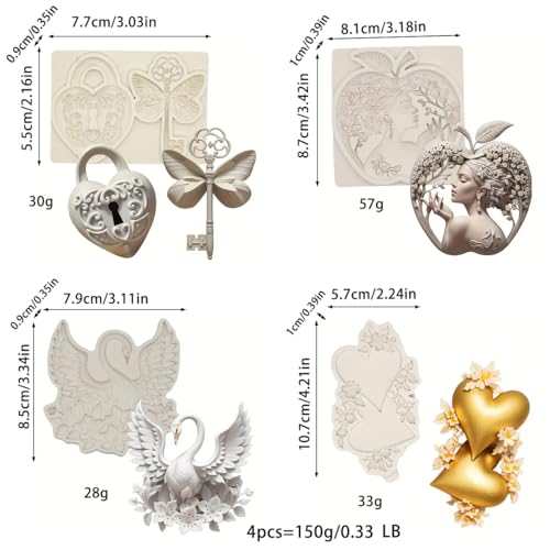 4-Piece Love Swan Silicone Mold Set for Cake & Chocolate