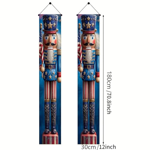 BlissYard Patriotic Nutcracker Door Banner 12x72 Inch Independence Day Porch Decor