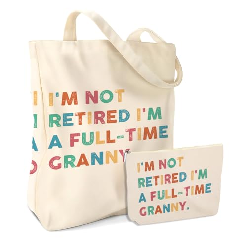 Grandma Canvas Tote Bag and Cosmetic Pouch Gift Set