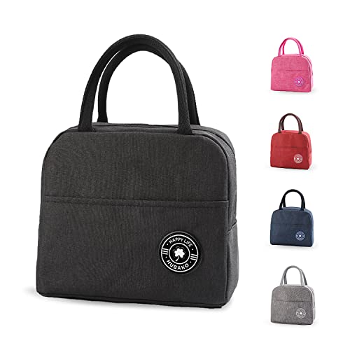 HUBAKO Insulated Lunch Bag, Small Portable Lunch Tote for Work - Black