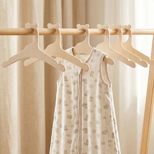 Yuomeaz 10-Piece Wooden Baby Clothes Hangers - 9-Inch Small Closet Organizers
