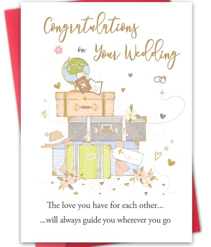 Hongshan Romantic Wedding Card with Premium Envelope - 5.3" x 8"