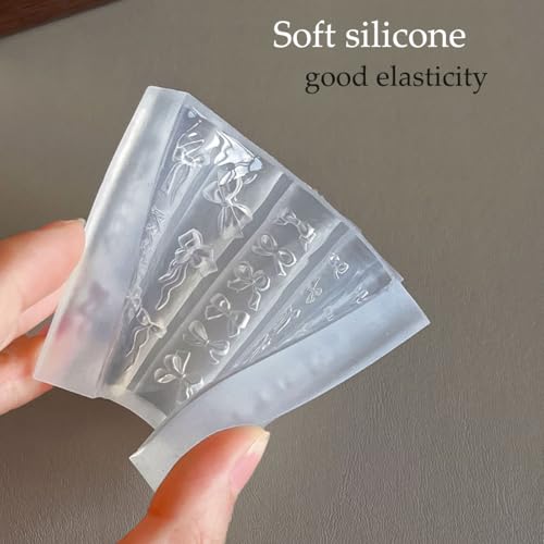 OSTTMA 3D Bow Nail Charms Silicone Mold Transparent DIY Nail Art Stencil