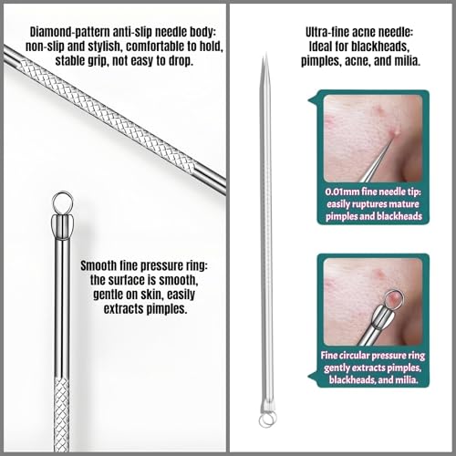 Blackhead Remover Tool Set - 8-Piece Stainless Steel Pimple Extractor Kit