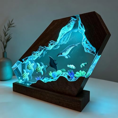 Humpback Whale Ocean Resin Night Light - Handmade Sea Animal Lamp S
