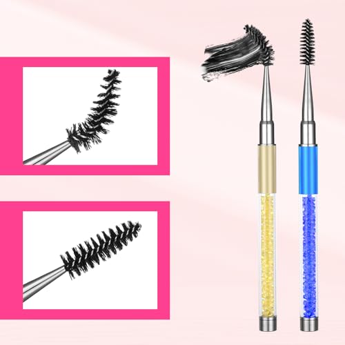 Qulkws 2 Pcs Capped Eyebrow Spoolie and Eyelash Brush, Portable Travel Makeup Brush Set