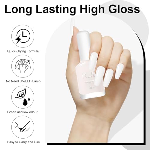 AILALUO Shimmery White Nail Polish Glossy Chip-Resistant 0.35 fl oz