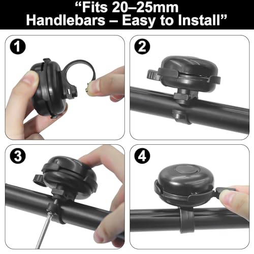 2 Pack Bike Bells for Adults, Loud Crisp Clear Sound, Durable Aluminum Alloy, Bicycle Bell for Adult Bikes, Easy to Install Cycling Accessories for Mountain Road and Commuter Safety