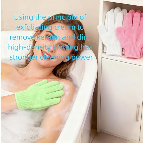 Geettcaifu Exfoliating Bath Gloves 4 Pairs, Double-Sided Nylon Body Scrubber