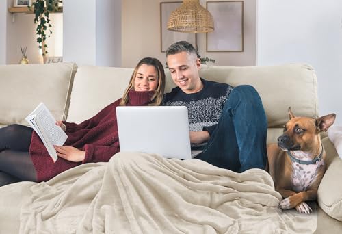 Utopia Bedding Ultra Soft Fleece Blanket - Twin Size (60x80), Linen