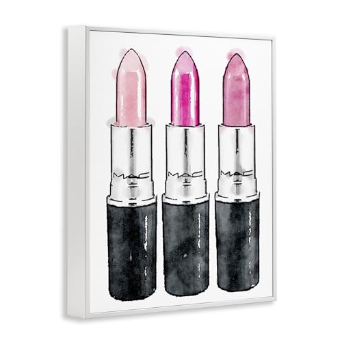Stupell Industries Three Pink Lipsticks, Design by Amanda Greenwood White Framed Wall Art, 11 x 14