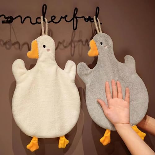 Cute Goose Hand Towels Set of 2 - Ultra-Soft Microfiber Coral Fleece