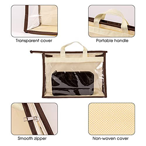 CINPIUK Beige XL Clear Handbag Storage Bags with Zipper & Handle – Closet Organizer for Purses