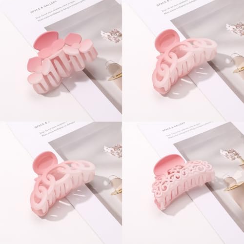 BUNLVDI Pink Clover Hair Claw Clips 4 Pack Cute Non-Slip Acrylic Hair Accessories