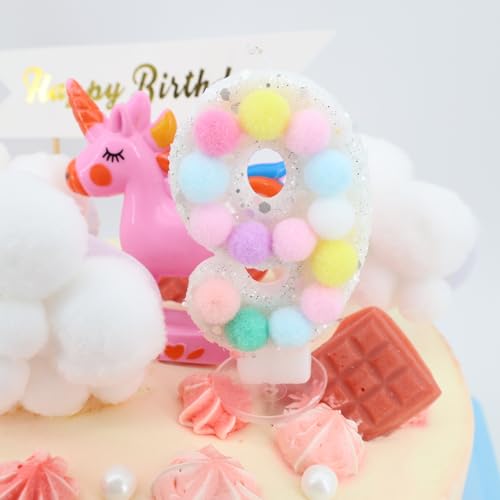 Rainbow Number 9 Birthday Candle - Macaron Colored Pastel Design