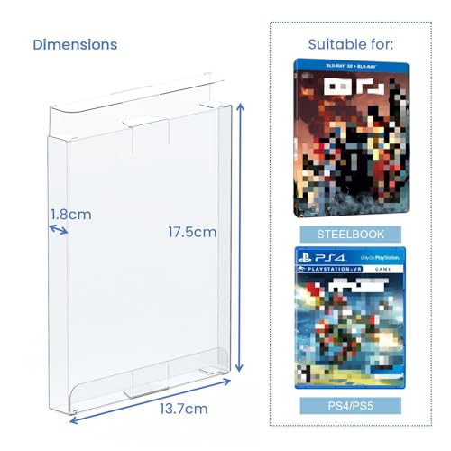 10 Pack Steelbook Protector Cases for 4K UHD, Blu-Ray & Games
