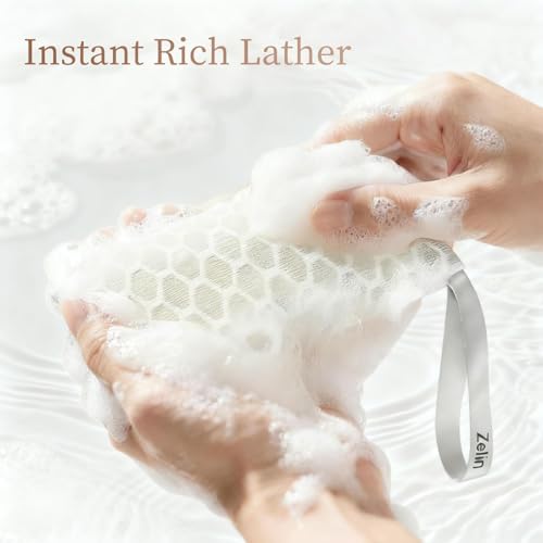 Zelin Double Layer Soap Saver Bag 4-Pack - Exfoliating Bar Soap Pouch