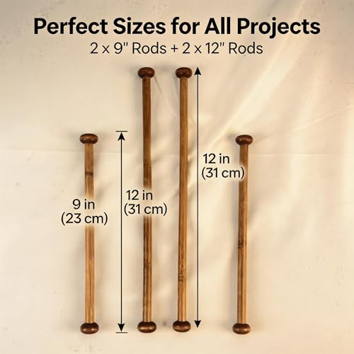 Whimamore Solid Wood Dowel Rods for Closet & Tapestry Hanging, 4-Piece Set